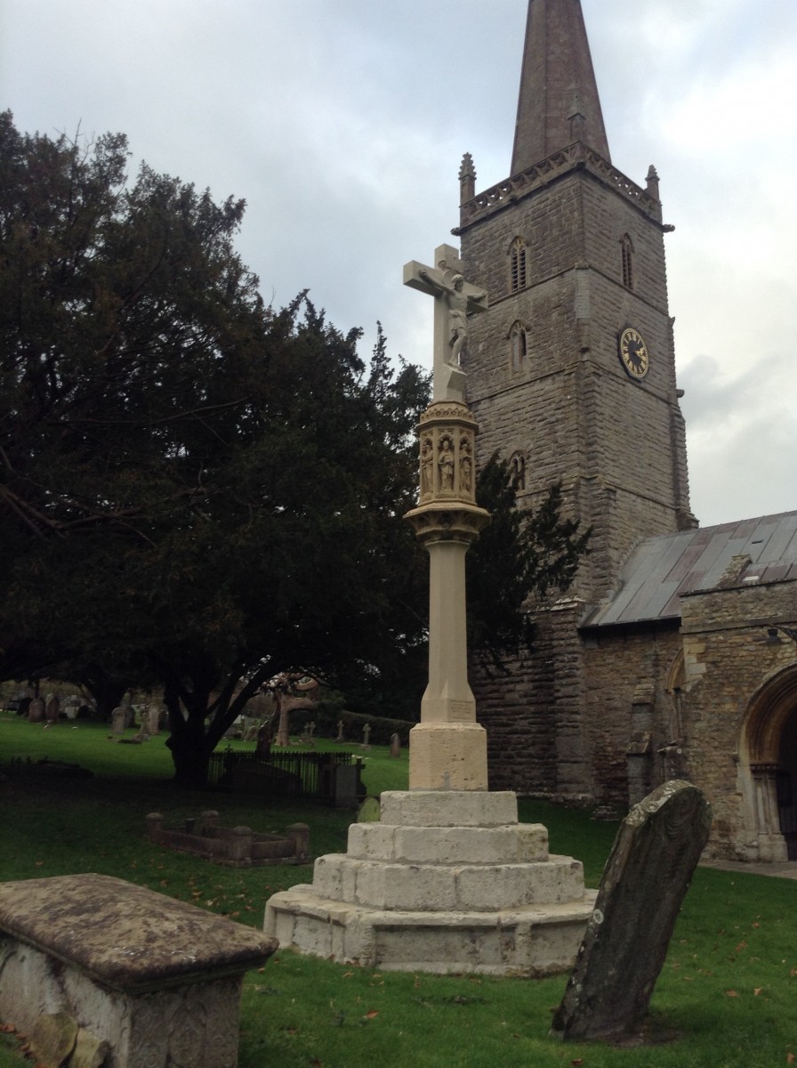       Our Stone Crucifix was erected to commemorate Archdeacon Denison, who was our vicar for 51 years.  His full name was George Anthony Dennison and he came to St Mary's Church of the Blessed Virgin in 1845 and he died in 1896.        Following an epidemic of diphtheria he was responsible for damming the stream on the knoll and providing the village with its first supply of clean drinking water.  In 1837 together with Churchwarden John Higgs he founded the famous East Brent Harvest Home which is still carried out in late August.  